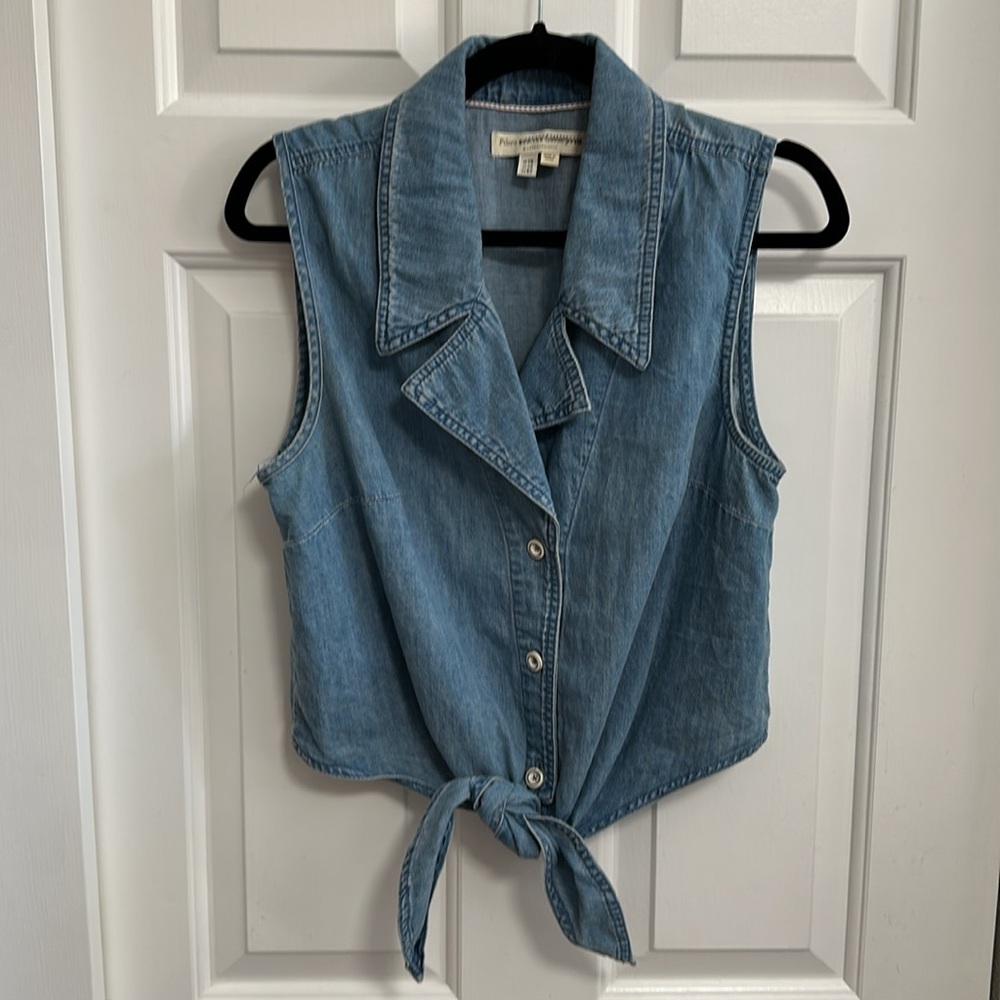 Anthropologie Pilcro Blue Sleeveless Button Down Top
